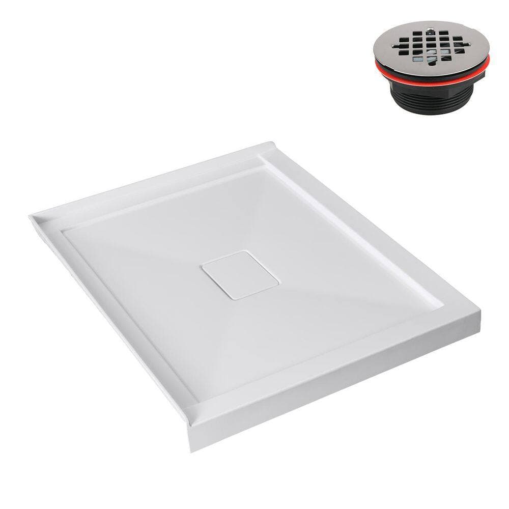 Streamline GB-605-424 42 in. 34 in. Corner Acrylic Shower Base with Drain, Drain Included (4)