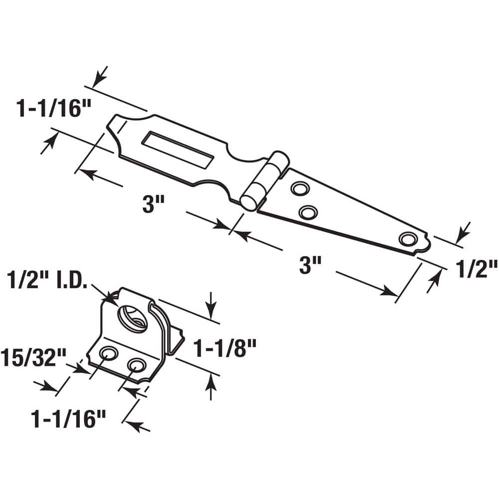 Prime-Line Door and Gate, Safety Hasp Hinge Latch with Fixed Staple 3 inch with Screws, Matte Black (Single Pack) (3)