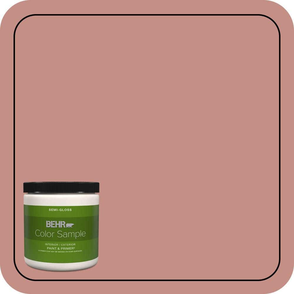 BEHR PREMIUM PLUS 8 oz. #S160-4 Portuguese Dawn Semi-Gloss Interior/Exterior Paint & Primer Color Sample