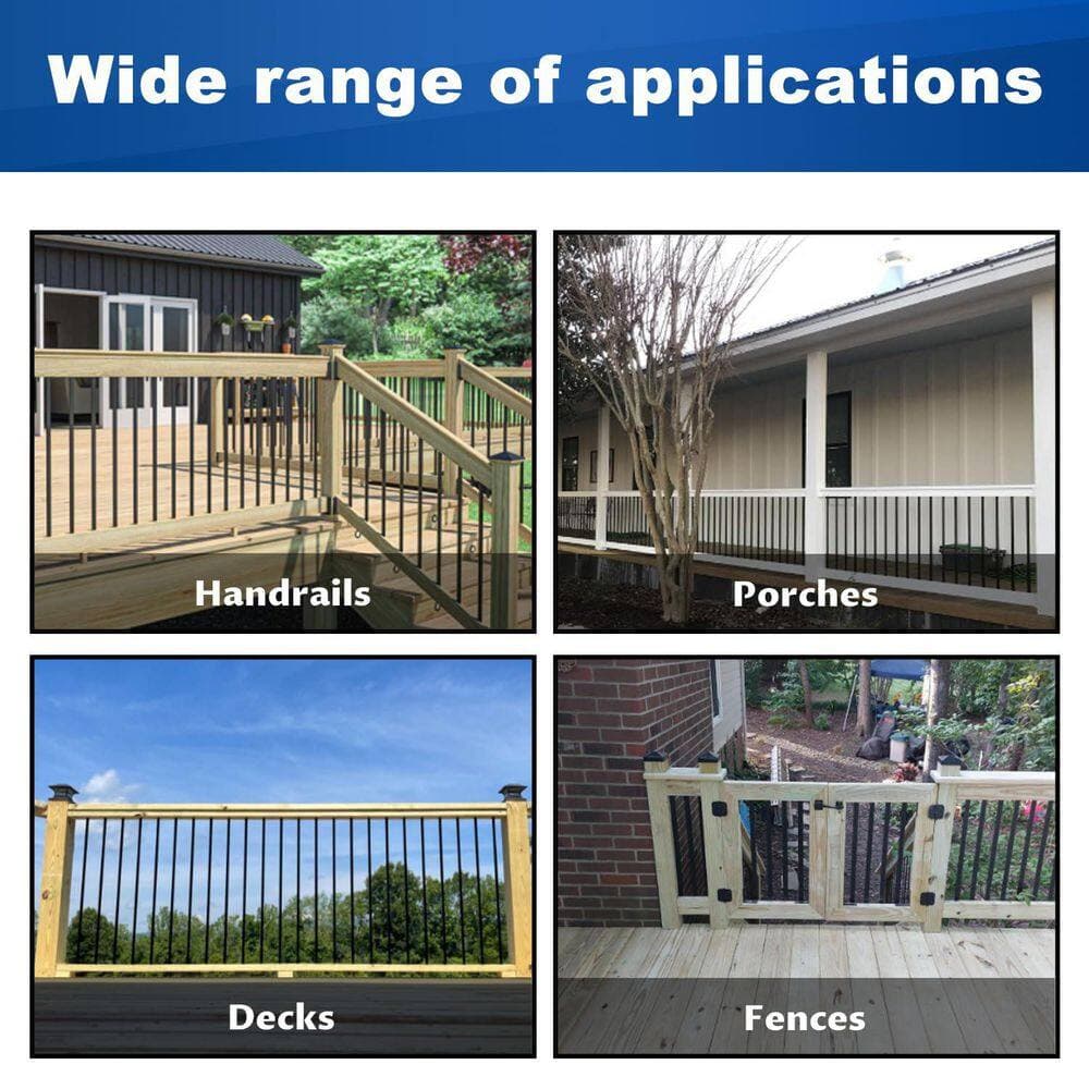 Afoxsos 29.5 in. x 1 in. Unfinished Aluminum Curve Deck Balusters 25-Pack Black Wood Wave Arc Shiny Black Indoor Outdoor (3)