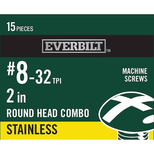 Everbilt #8-32 x 2 in. Combo Round Head Stainless Steel Machine Screw (15-Pack) (2)