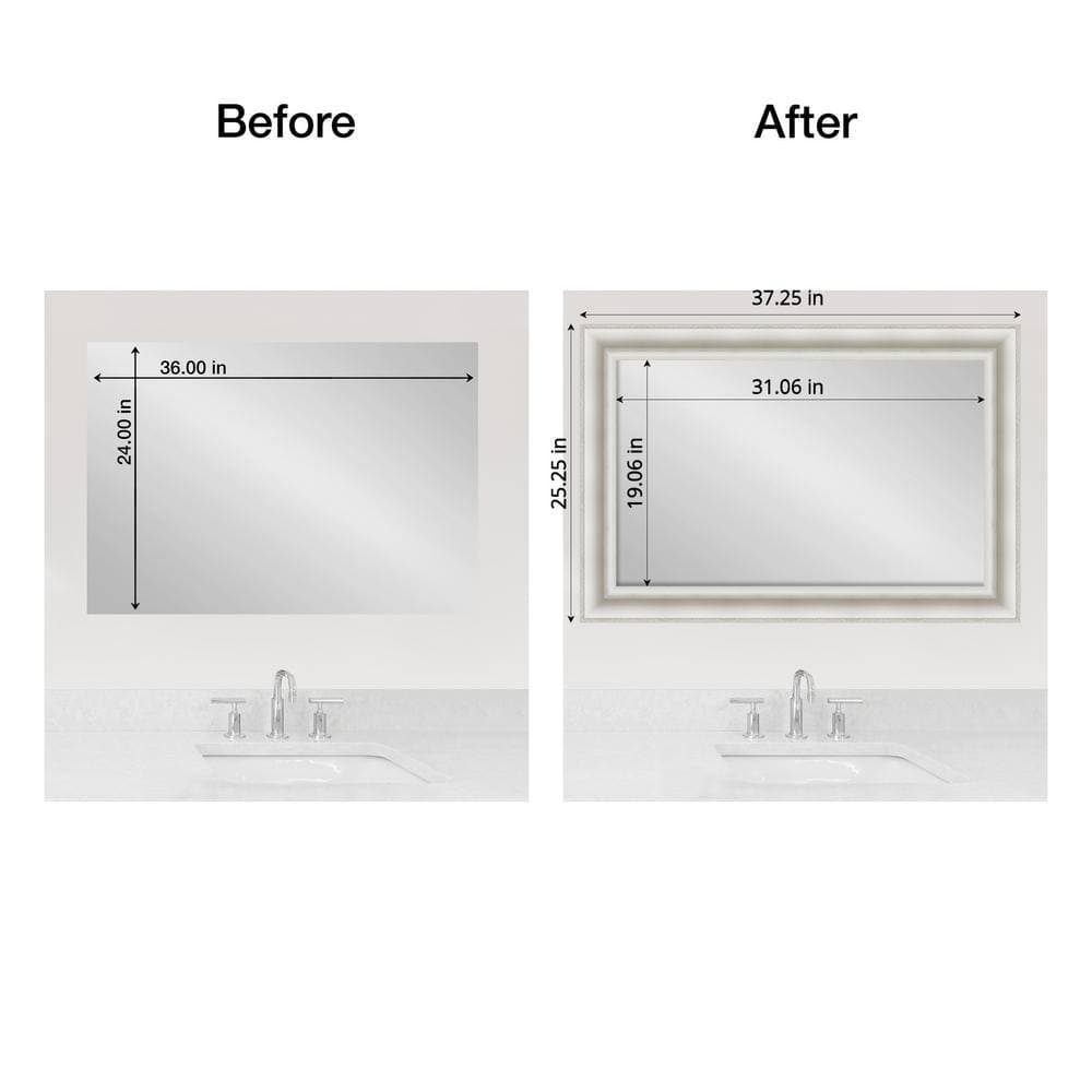 Amanti Art Mirror Makeover Parlor White 25.25 in. W x 37.25 in. H Bathroom Mirror Frame Border Kit-Fits a 24 x 36 Mirror (2)