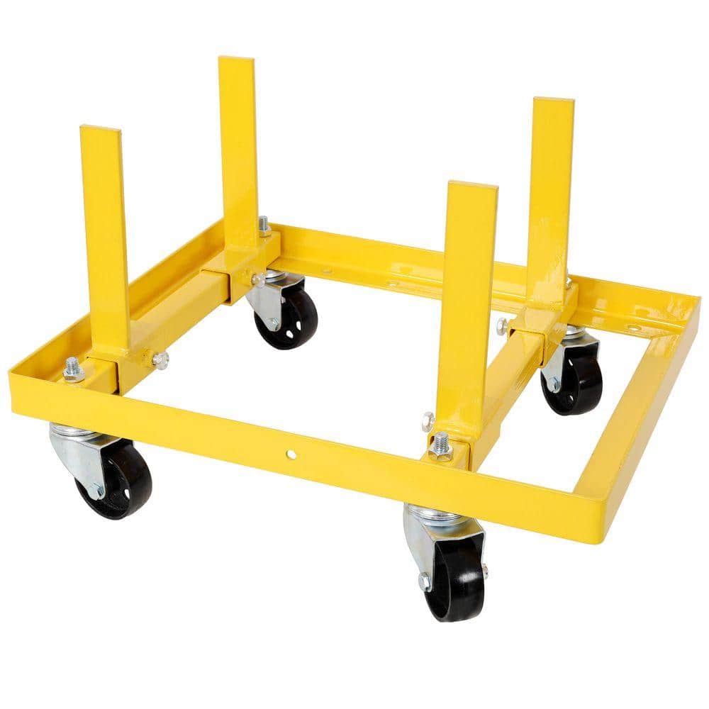Huluwat Yellow Steel 750 lb. Capacity Engine Stand Hand Truck with 2 PCS Buckle Straps, Adjustable Width and Length (1)
