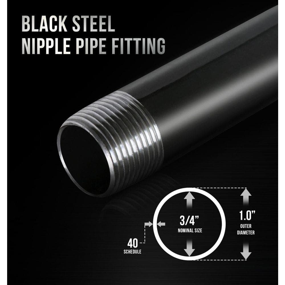 PLUMBFLEX 3/4 in. Black Steel Pipe Nipple Assortment, Includes Pipes- 6 of each Length 1 in.- 6 (3)