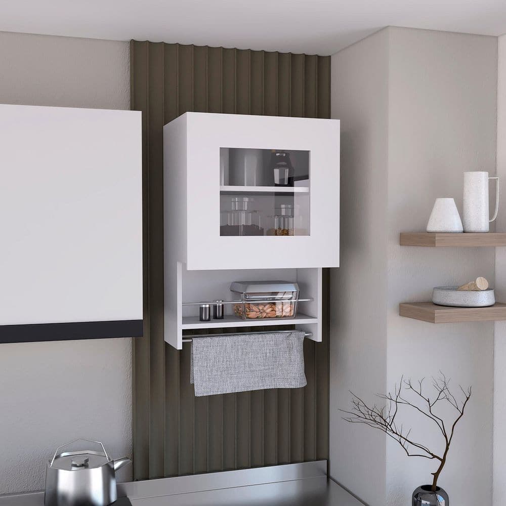 Tahanbath 19.69 in. W x 13.19 in. D x 28.74 in. H Bathroom Storage Wall Cabinet in White with 2 Shelves and Door (2)