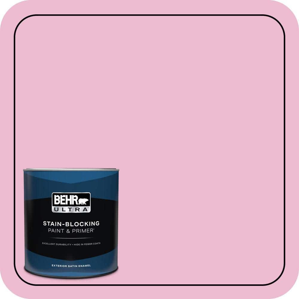 BEHR ULTRA 1 qt. #P130-2A Dainty Pink Satin Enamel Exterior Paint & Primer