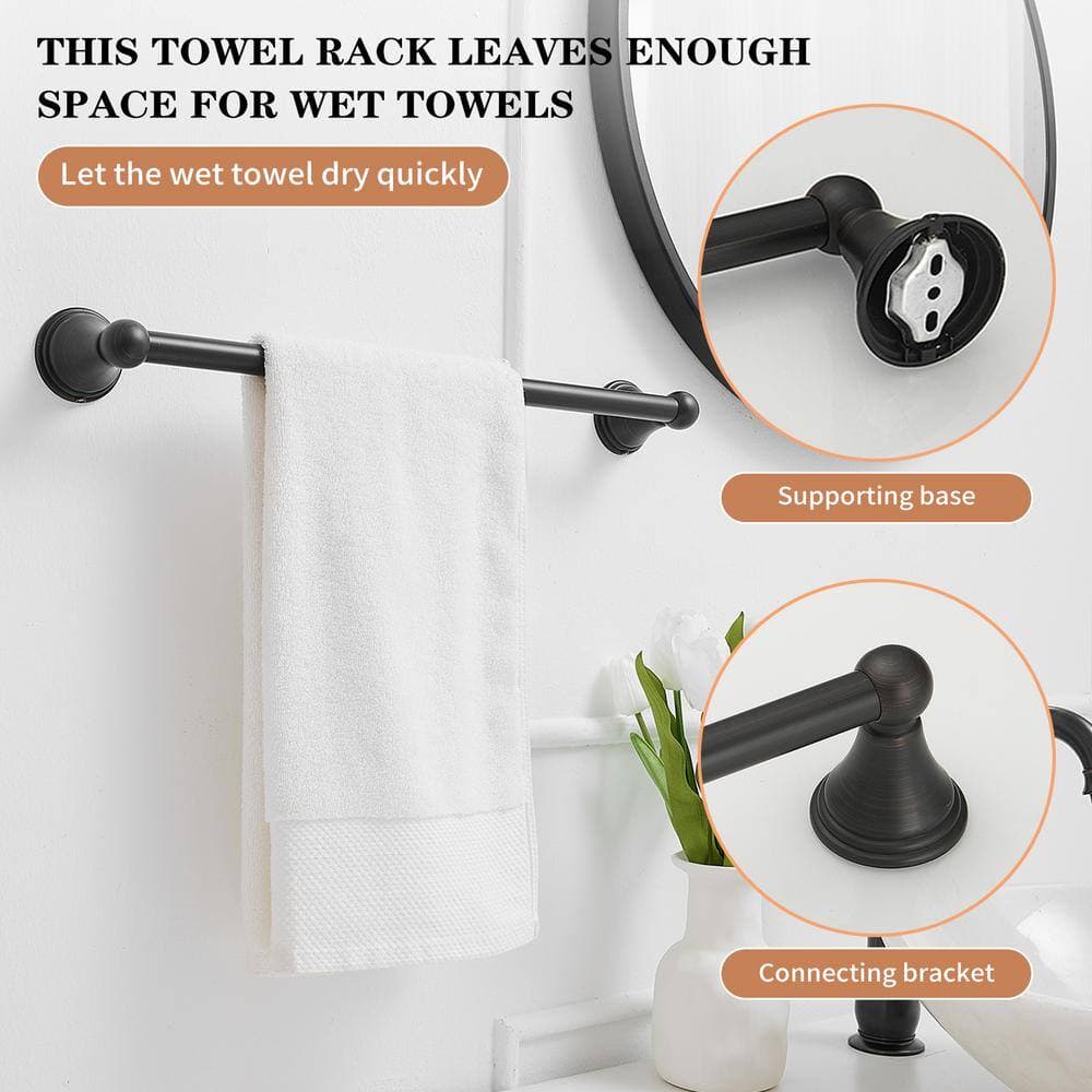 HOMEMYSTIQUE 18 in. Wall Mounted Towel Bar in Oil Rubbed Bronze (2)