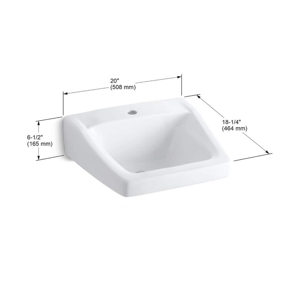 KOHLER Kingston 21.3 in. x 18.13 in. Wall Mounted Bathroom Sink in White Vitreous China (3)