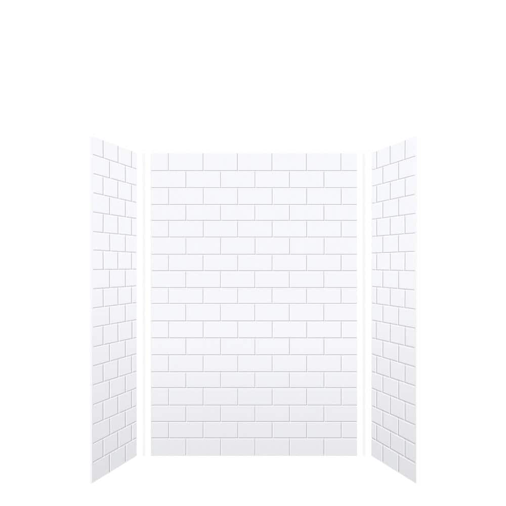 Transolid SaraMar 36 in. x 48 in. x 72 in. 3-Piece Easy Up Adhesive Alcove Shower Wall Surround in White (2)