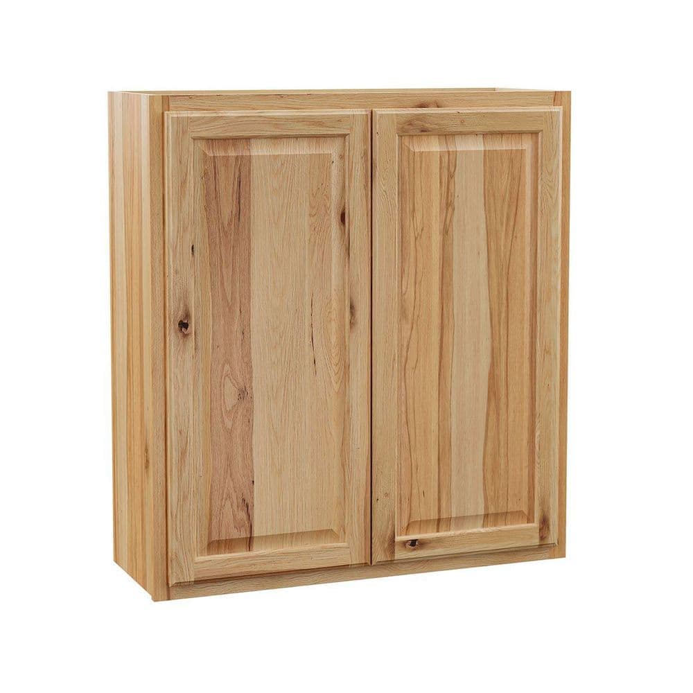 Hampton Bay Hampton 33 in. W x 12 in. D x 36 in. H Assembled Wall Kitchen Cabinet in Natural Hickory
