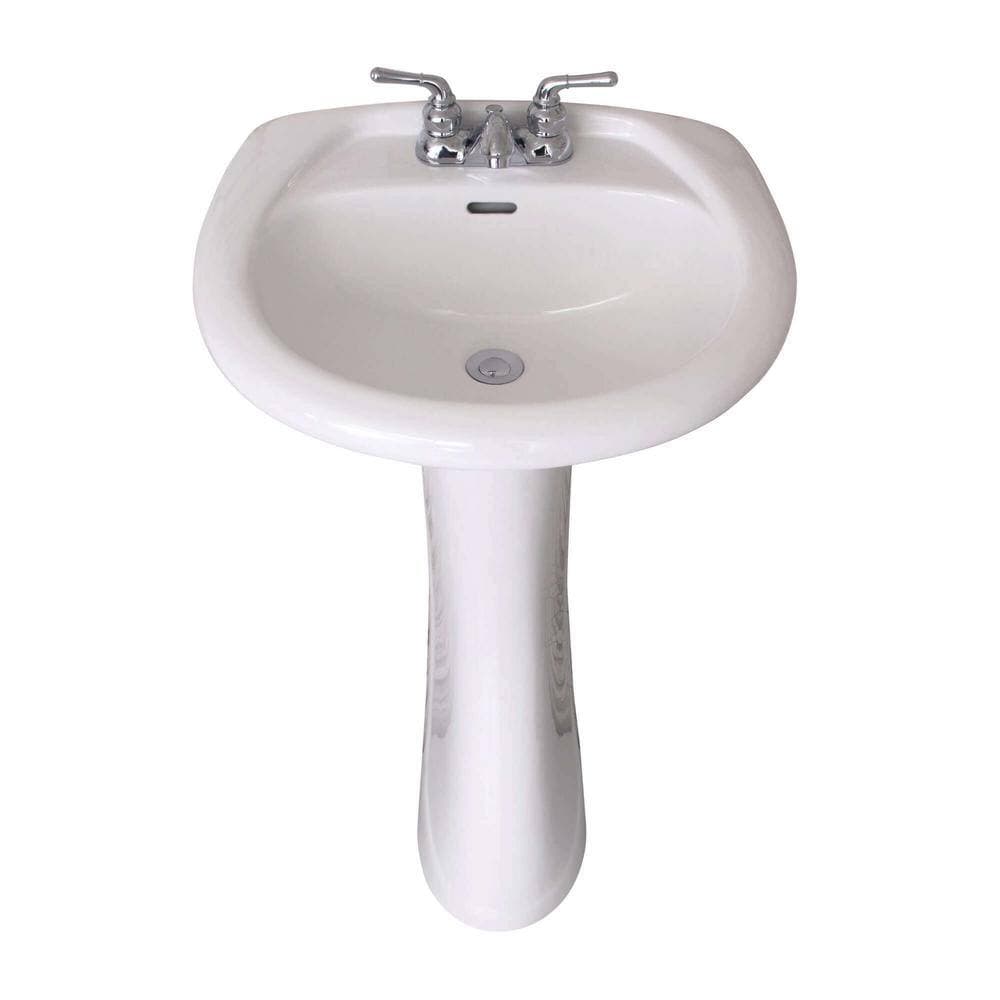 FINE FIXTURES Prestige 22.12 in. W x 18.25 in. D Ceramic Pedestal Sink and Basin Combo in Modern White (3)