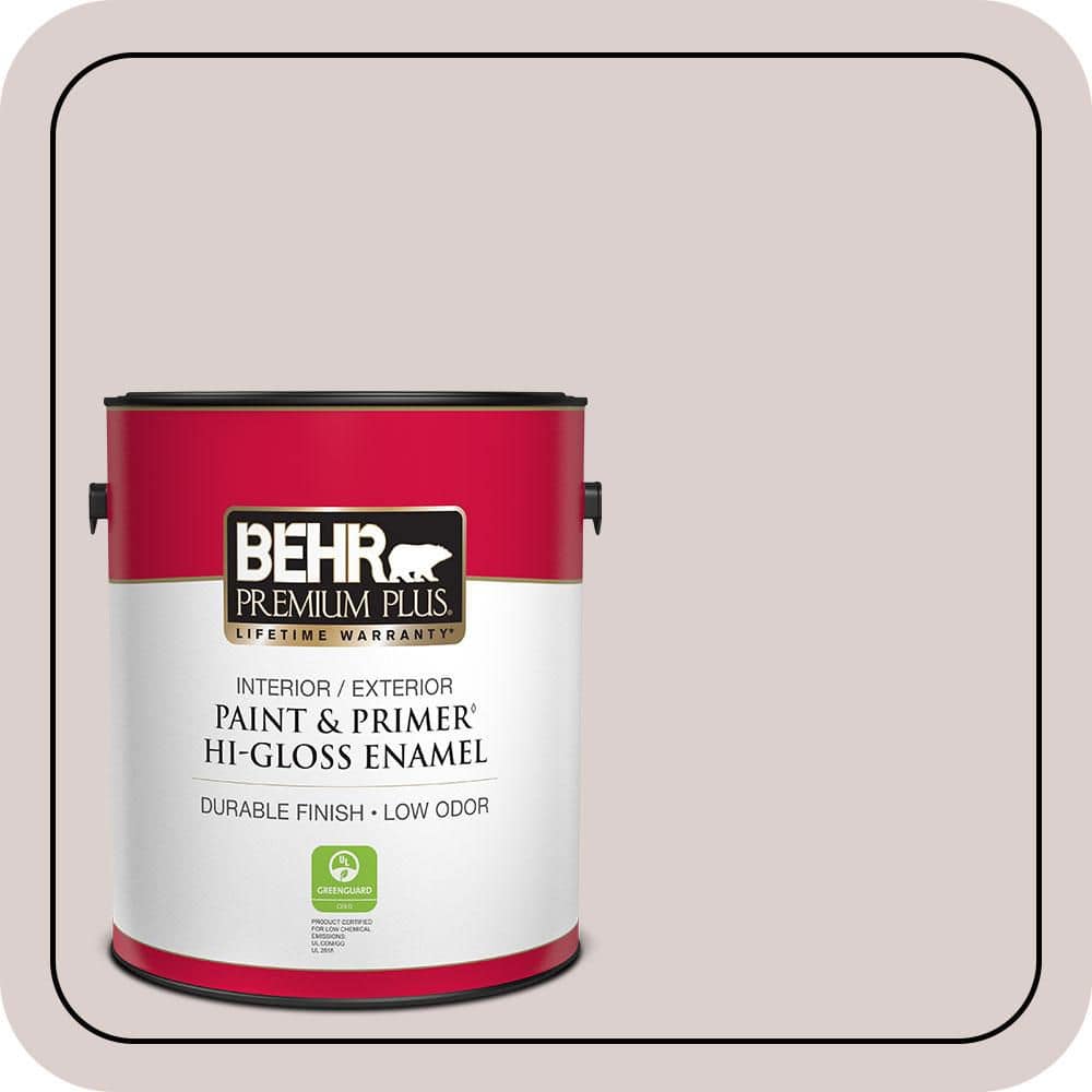 BEHR PREMIUM PLUS 1 gal. #N130-1 Pearls and Lace Hi-Gloss Enamel Interior/Exterior Paint & Primer