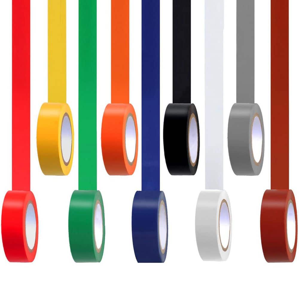Yichuhaoxi 0.80 in. W x 30 ft. Electrical Tape Family 9-Pack Flame Retardant UV Resistant for Home Industrial Multi-Colored (1)