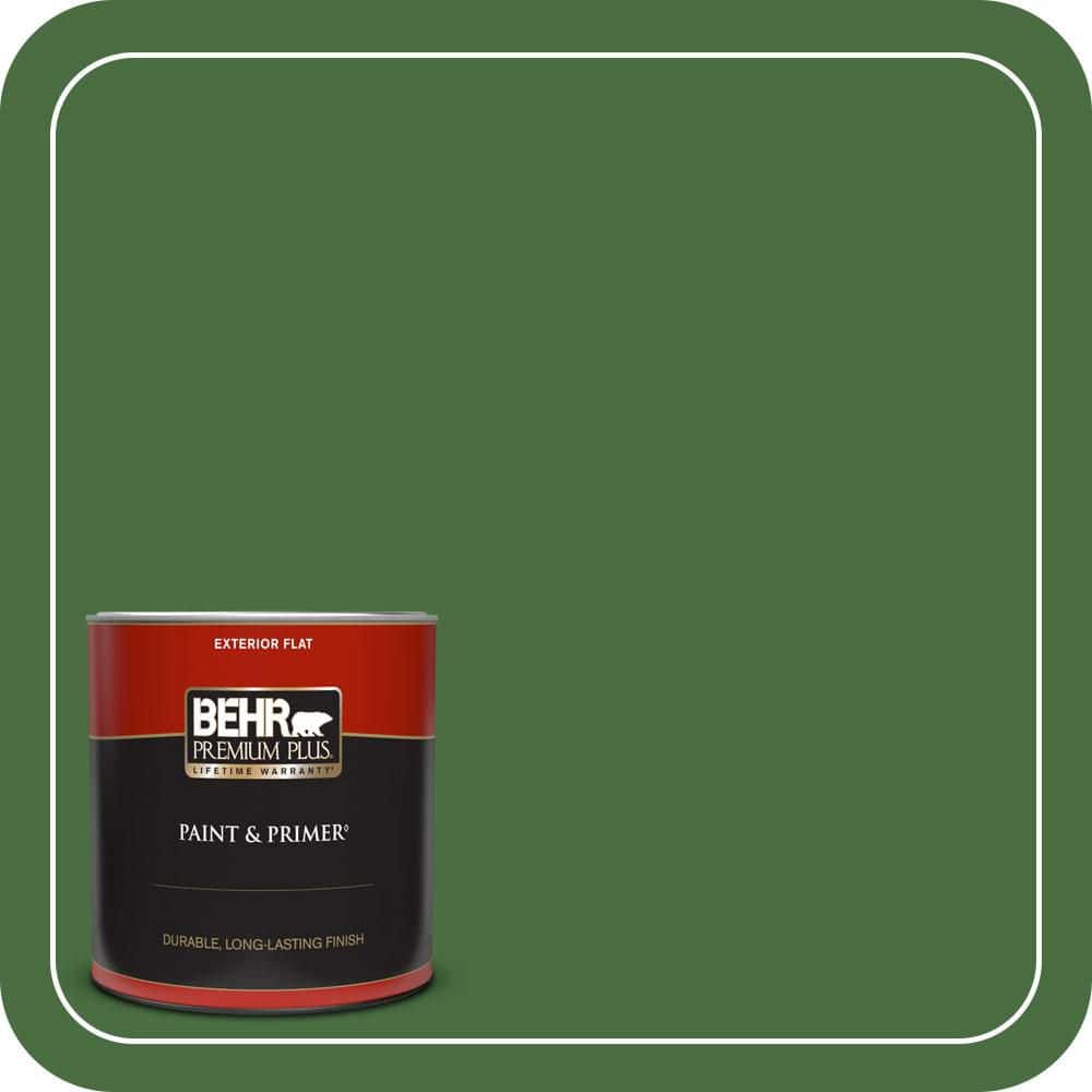BEHR PREMIUM PLUS 1 qt. #S-H-440 Pine Scent Flat Exterior Paint & Primer