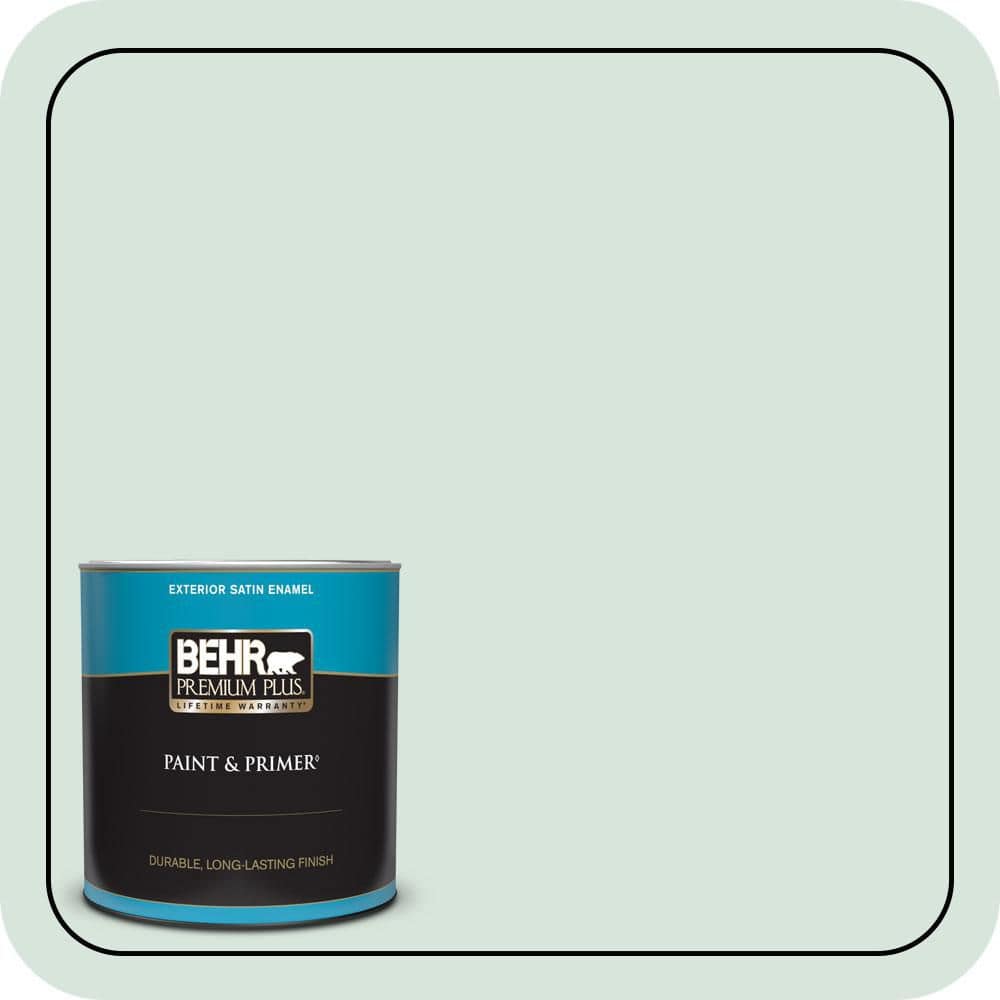 BEHR PREMIUM PLUS 1 qt. #S420-1 New Day Satin Enamel Exterior Paint & Primer