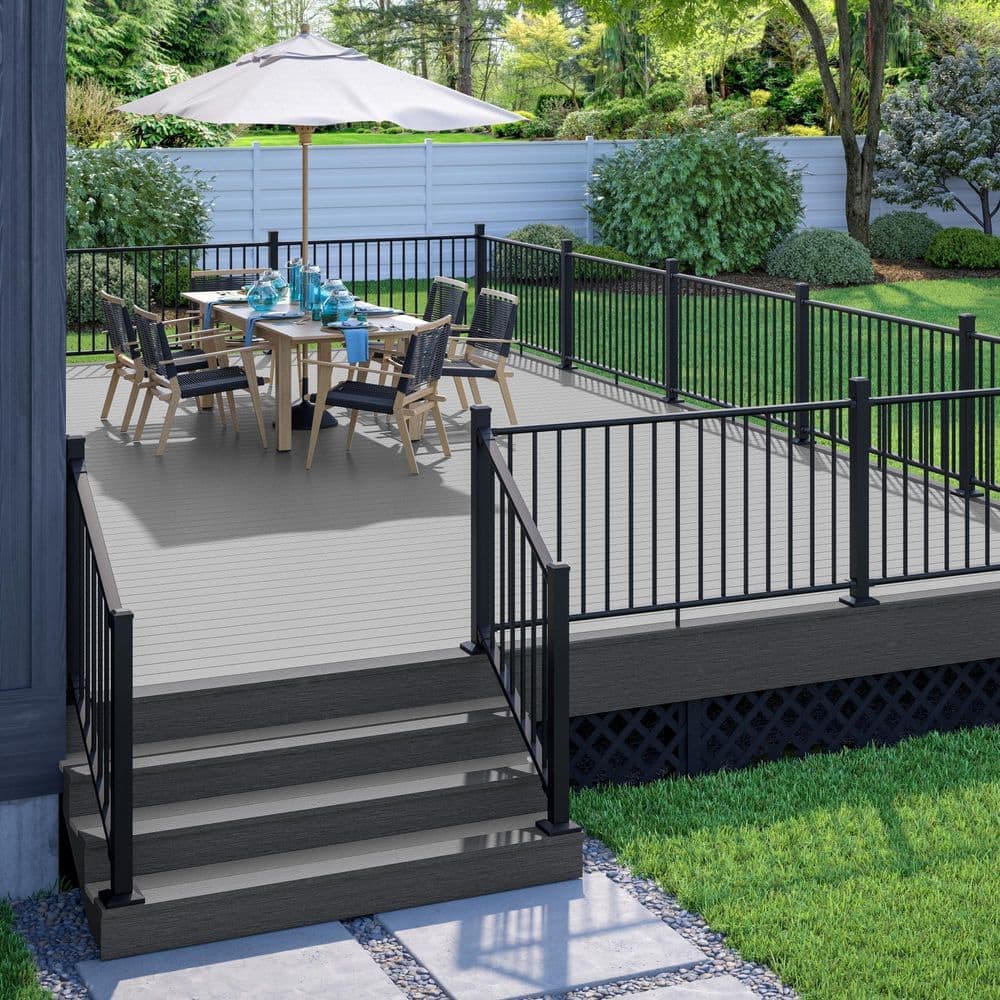 Deckorators Rapid Rail 36 in. x 96 in. Textured Black Aluminum Deck Stair Railing Kit (2)