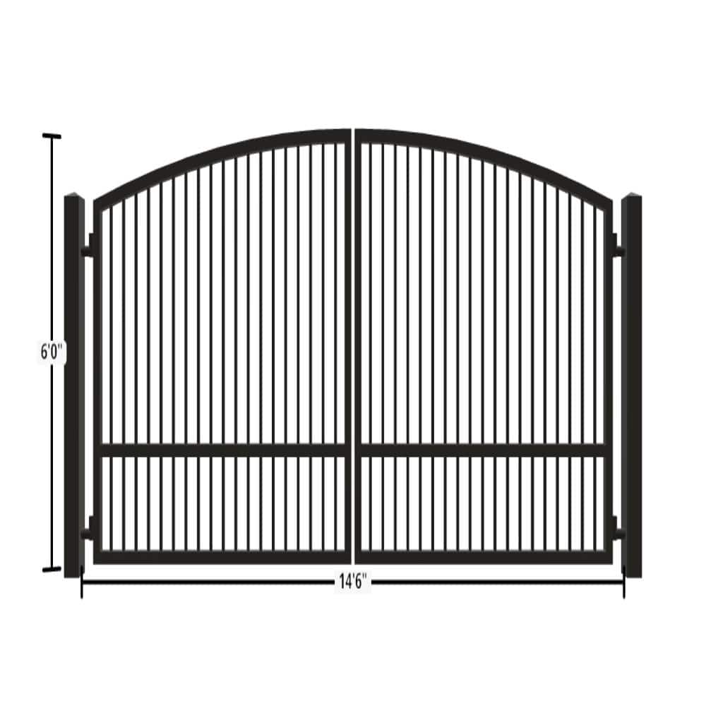 Unbranded Driveway Gate — Swing, Center, Arch, Single, Black — 174"W x 72"H (1)