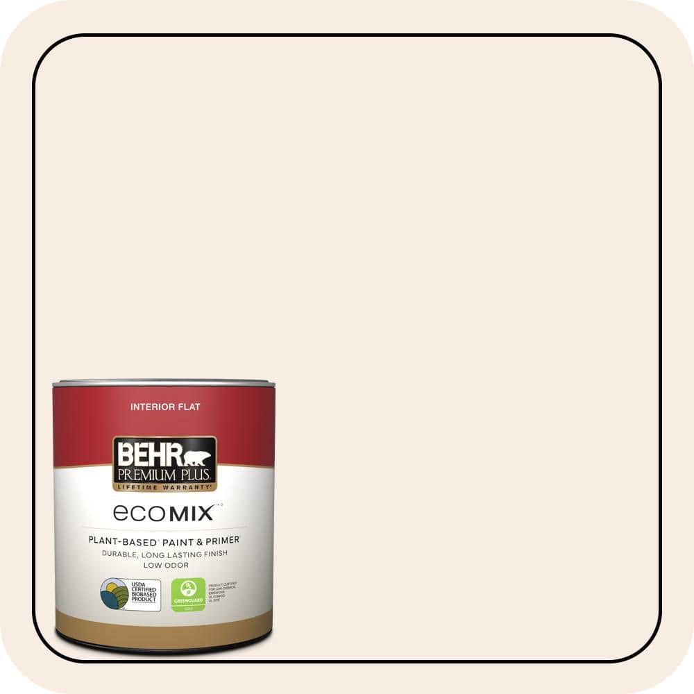BEHR PREMIUM PLUS 1 qt. #760A-1 Creme Angels Flat EcoMix Plant-Based Interior Paint & Primer (1)