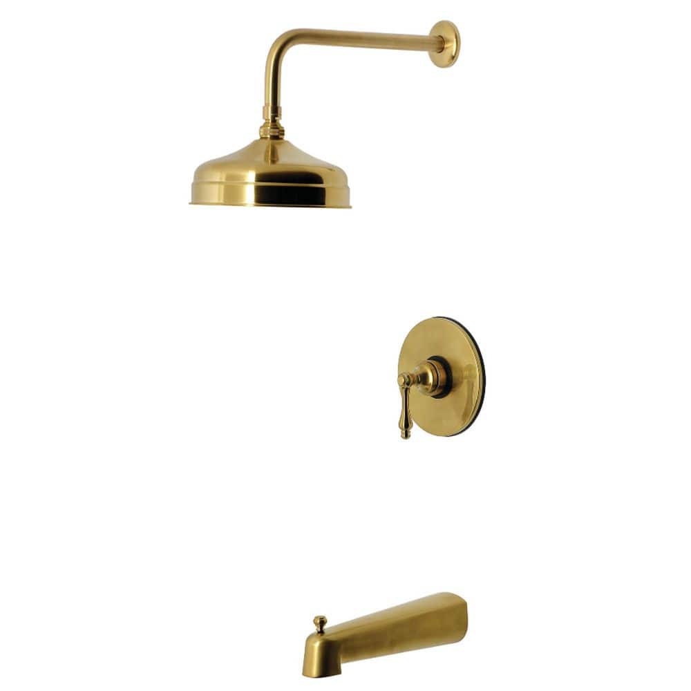 Kingston Brass Revival 1-Handle 1-Spray Tub and Shower Faucet 1.8 GPM in Brushed Brass (1)