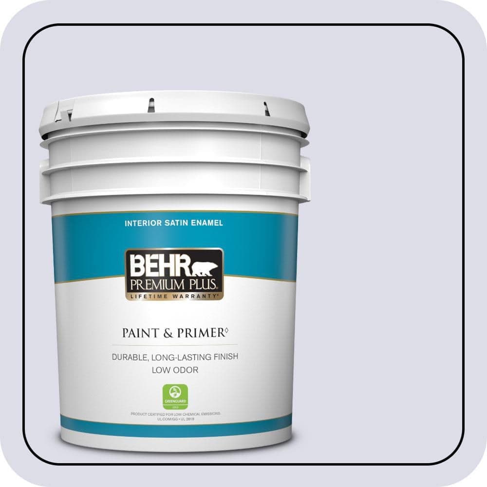 BEHR PREMIUM PLUS 5 gal. #640C-1 Hosta Flower Satin Enamel Low Odor Interior Paint & Primer