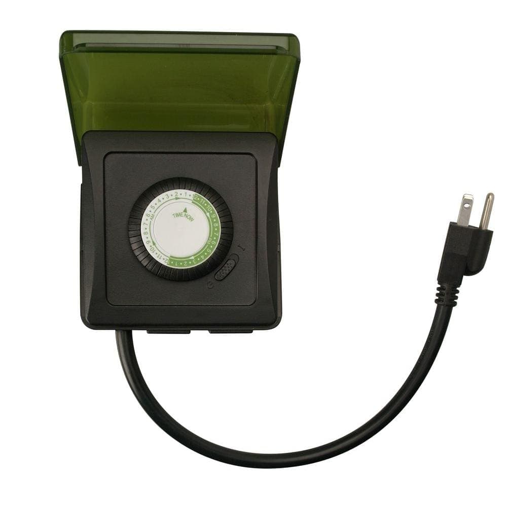 Woods 15-Amp 24-Hour Outdoor Plug-In Heavy-Duty Dual-Outlet Mechanical Timer, Black (1)