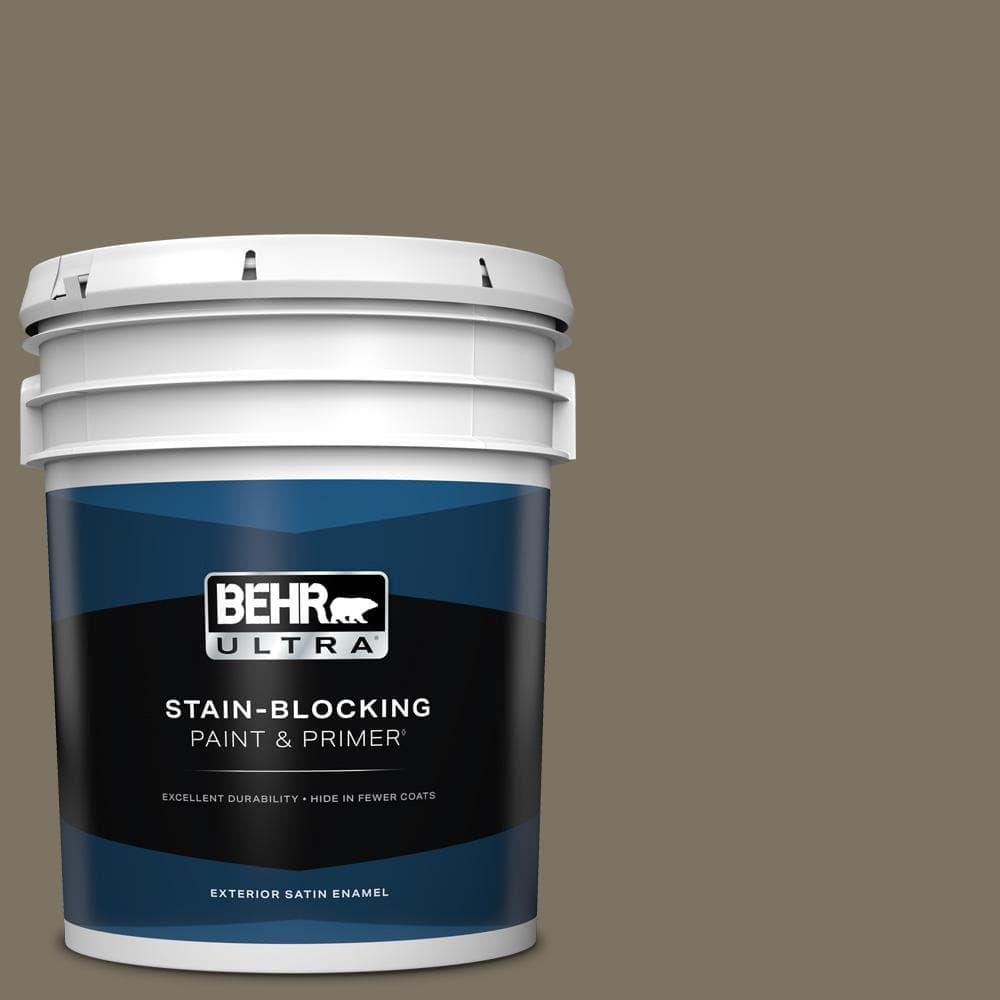 BEHR ULTRA 5 Gal. #N320-6A Ash Brown Satin Enamel Exterior Paint and Primer