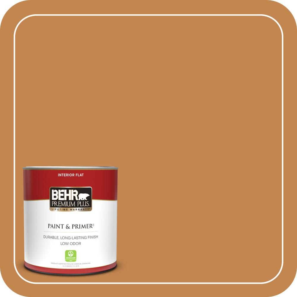 BEHR PREMIUM PLUS #PPU4-03 Butter Rum Flat Low Odor & Primer (1)