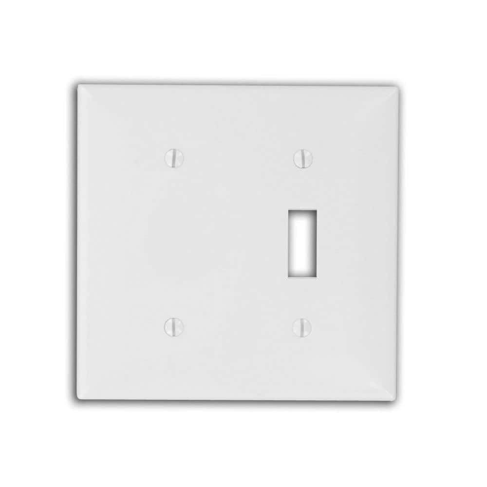 Leviton 2-Gang White 1-Toggle / 1-Blank Nylon Strap Mount Wall Plate (1-Pack) 80706-W (1)
