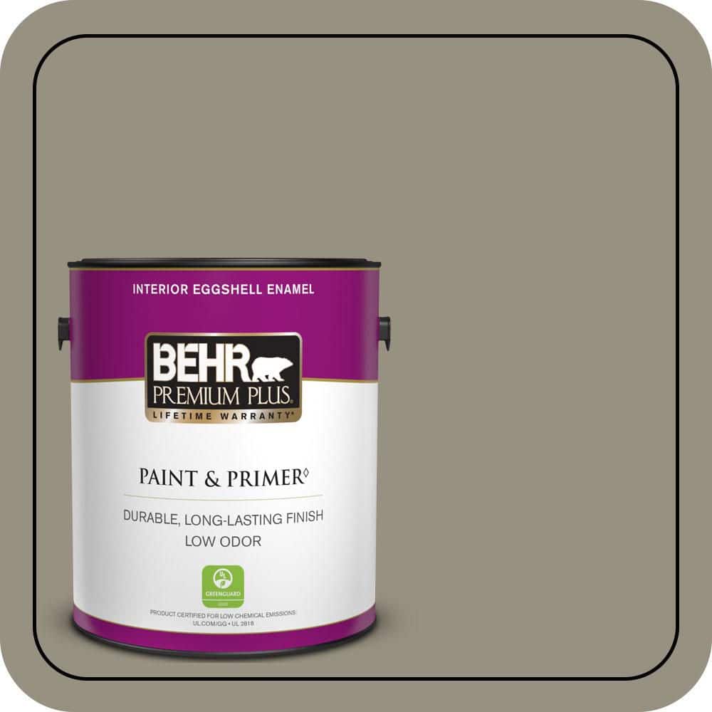 BEHR PREMIUM PLUS 1 gal. #N320-5 Gray Squirrel Eggshell Enamel Low Odor Interior Paint & Primer