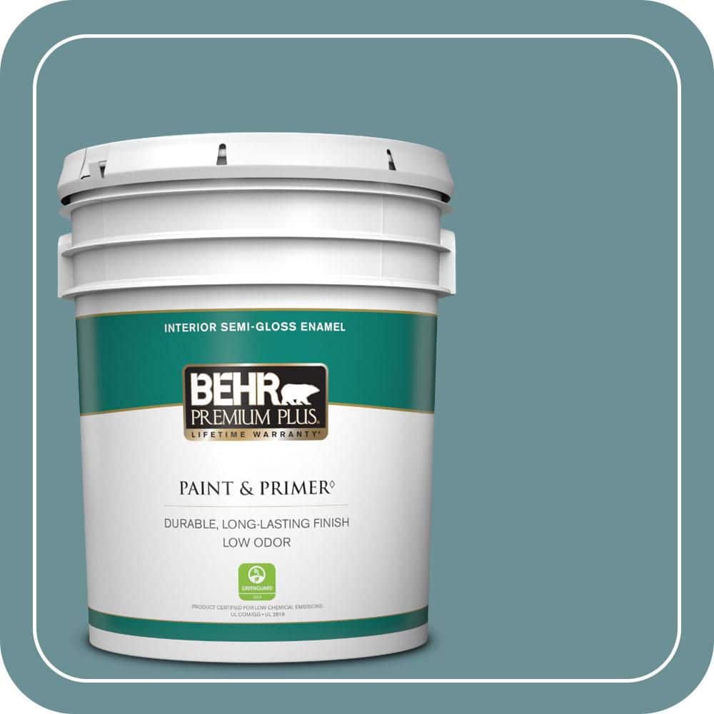 BEHR PREMIUM PLUS 5 gal. #510F-5 Bayside Semi-Gloss Enamel Low Odor Interior Paint & Primer