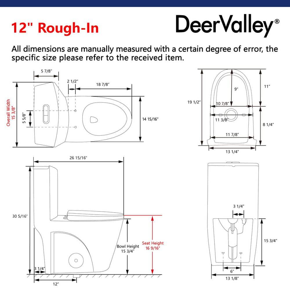 DEERVALLEY Ace 1-Piece 1.1/1.6 GPF Dual Flush Elongated Toilet in Glossy White, Seat Included (3)