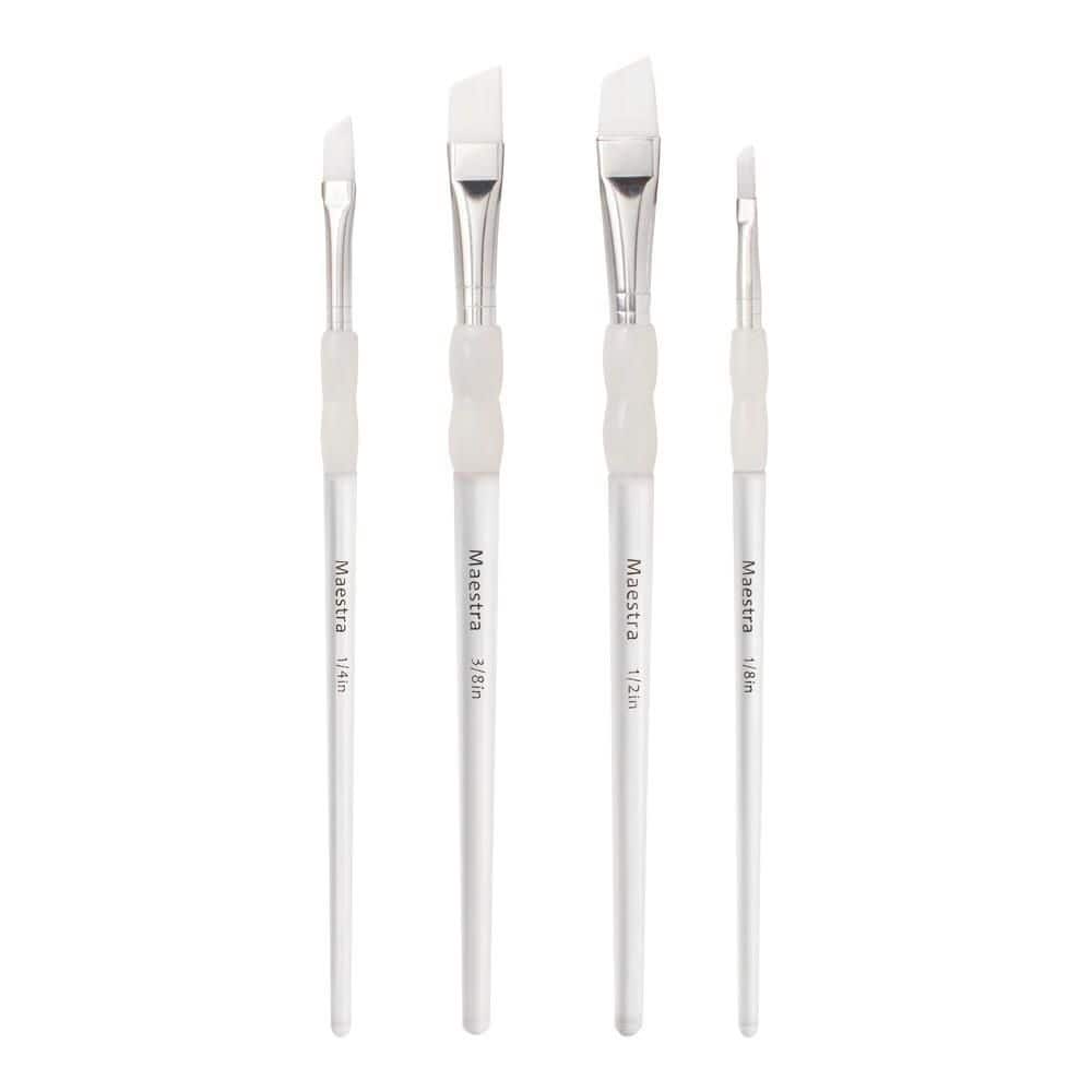 PRIVATE BRAND UNBRANDED 4-Piece Angled Artist Paint Brush Set (2)