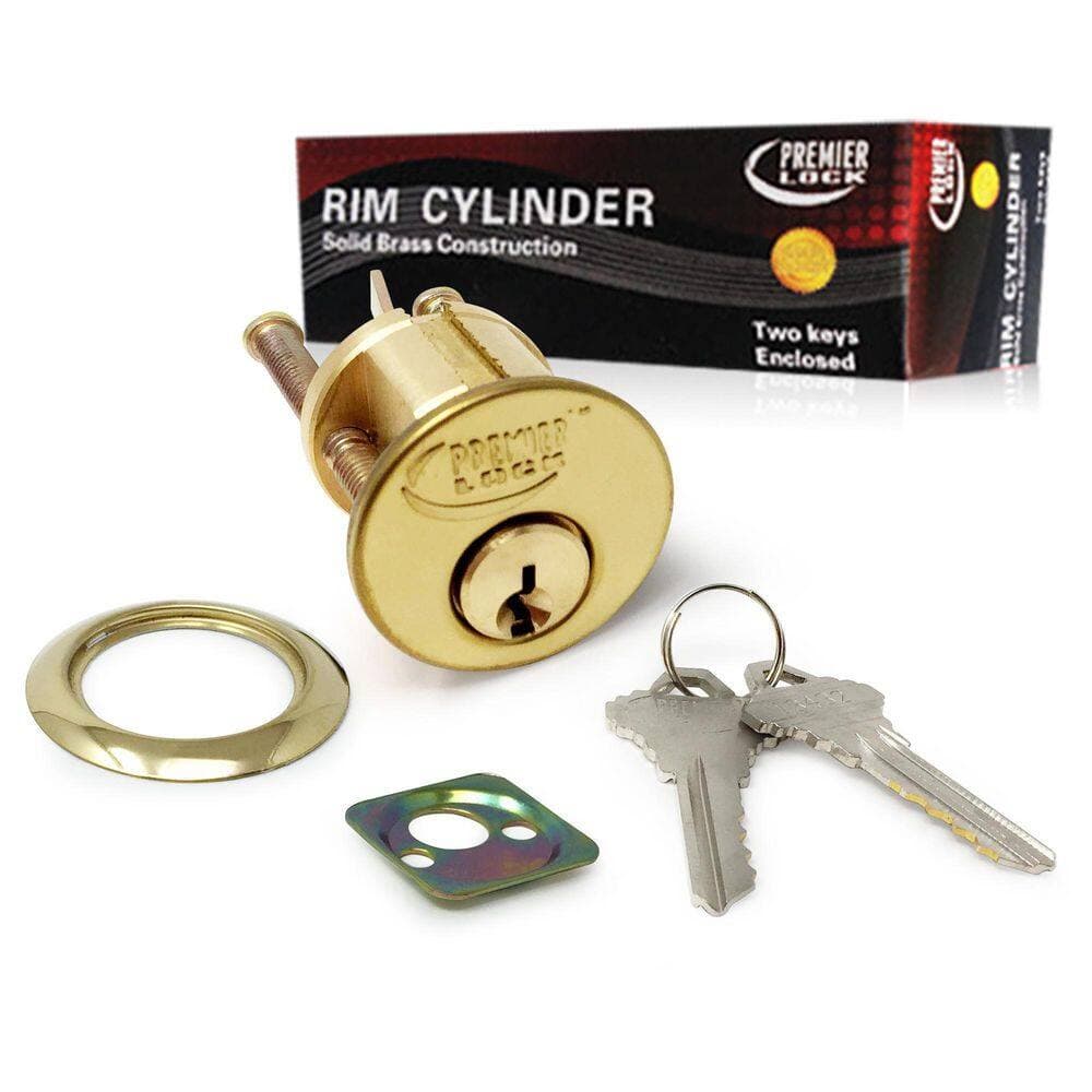 Premier Lock 1-1/8 in. Solid Brass Rim Cylinder with Brass Finish, SC1 (Pack of 12, Keyed Alike) (2)