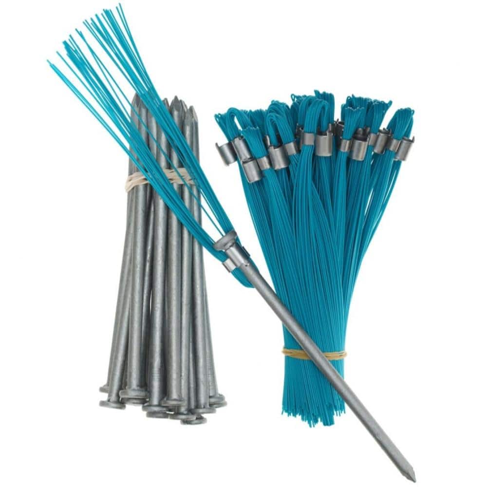 Trail Chasers 6 in. Blue Survey Markers – Whiskers with Steel Nails (25-Pack)