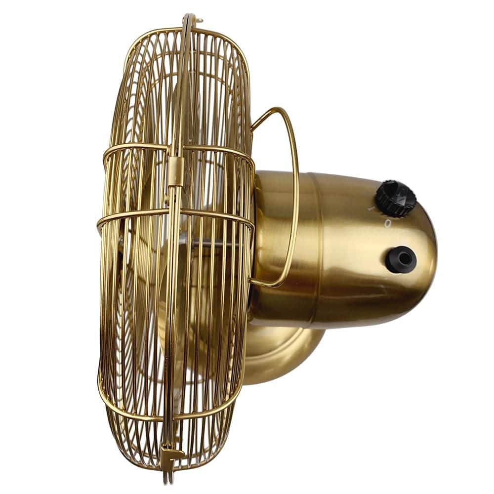 GOOD HOUSEKEEPING Retro 12 in. All-Metal Table/Desk Fan with 3-Speed Settings, Wide Oscillation, and Carrying Handle in Satin Brass (3)