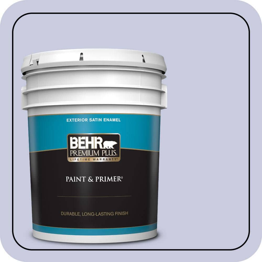 BEHR PREMIUM PLUS 5 gal. #630C-3 Timeless Lilac Satin Enamel Exterior Paint & Primer