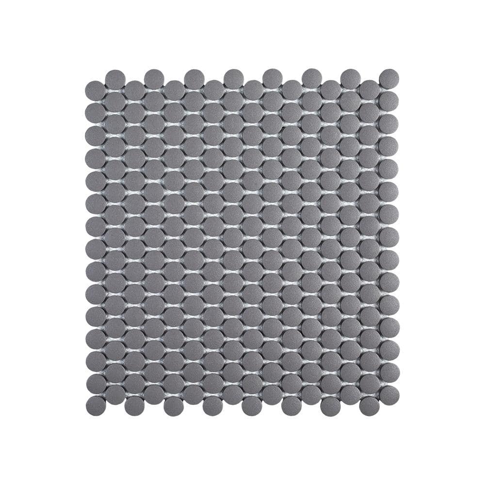 Jeffrey Court Thunderhead Gray 11.375 in. x 12.25 in. Penny Round Matte Porcelain Wall and Floor Mosaic Tile (0.967 sq. ft./Each) (2)