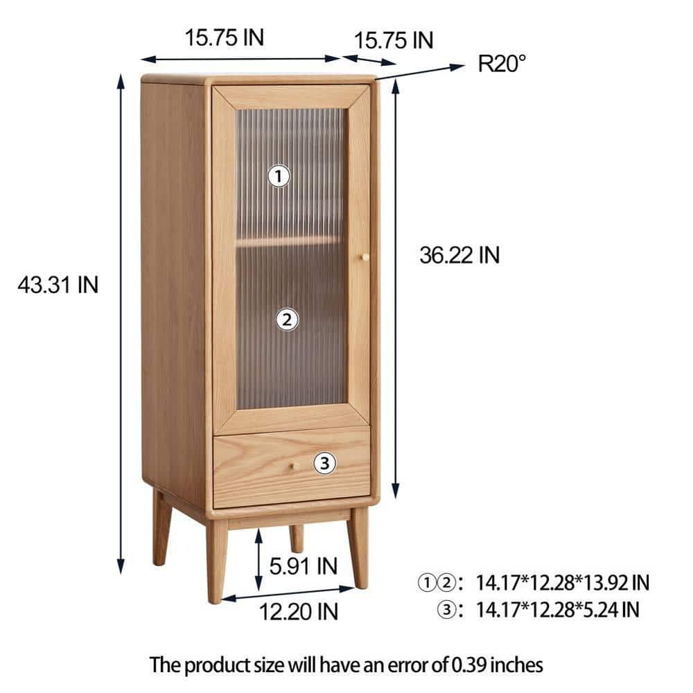Unbranded 15.75 in. W x 15.75 in. D x 43.31 in. H Bathroom Brown Linen Cabinet (3)