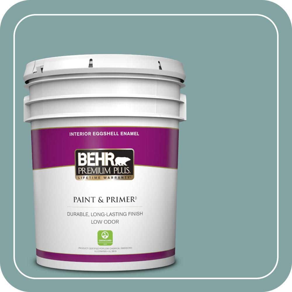BEHR PREMIUM PLUS 5 gal. #MQ6-7 Schooner Eggshell Enamel Low Odor Interior Paint & Primer