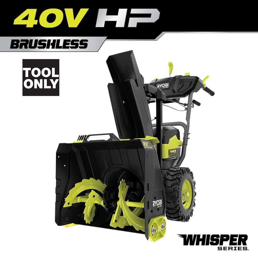 RYOBI 40V HP Brushless Whisper Series 22 in. 2-Stage Cordless Electric Self-Propelled Snow Blower (Tool-Only)