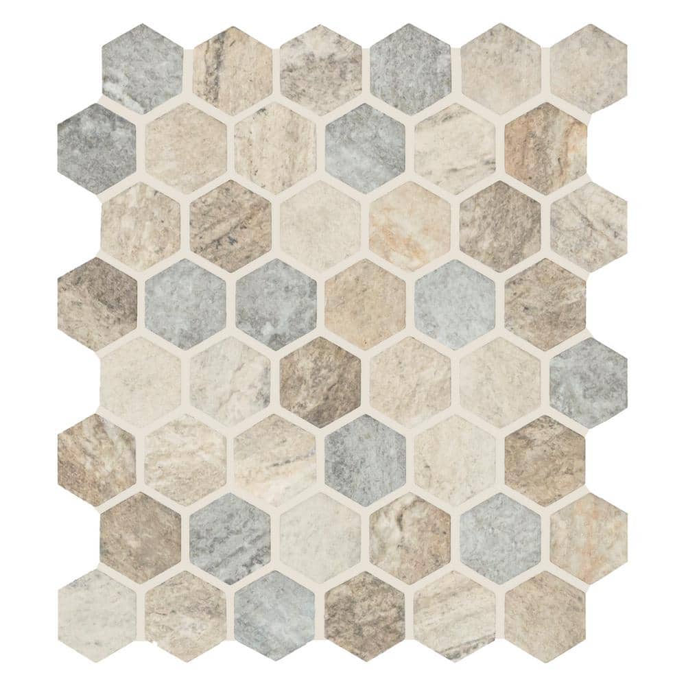 MSI Stonella 2 in. Hexagon 12 in. x 12 in. x 0.24 in. Glass Mesh-Mounted Mosaic Wall Tile (14.7 sq. ft./Case)
