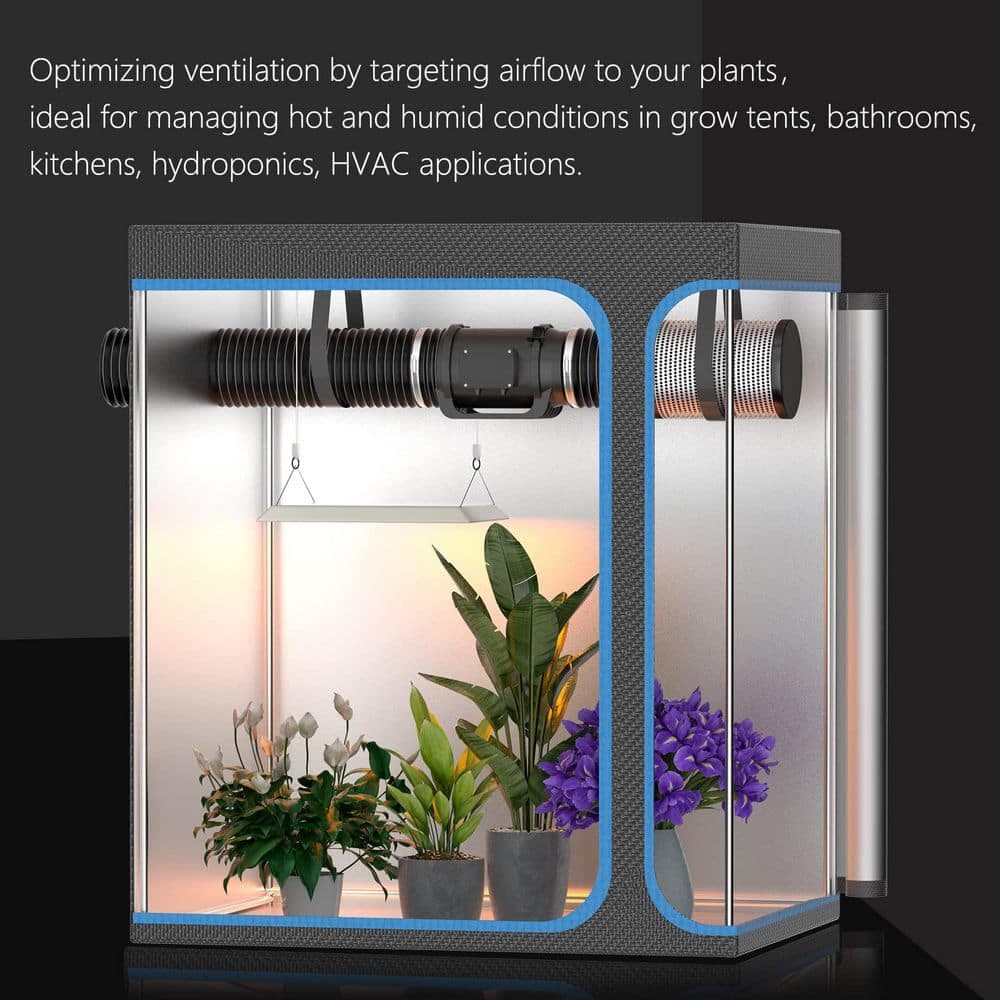 Laybus 8 in. 760 CFM Black Inline Duct Fan with Variable Speed Controller EC Motor for Heating Cooling Booster, Grow Tents (3)