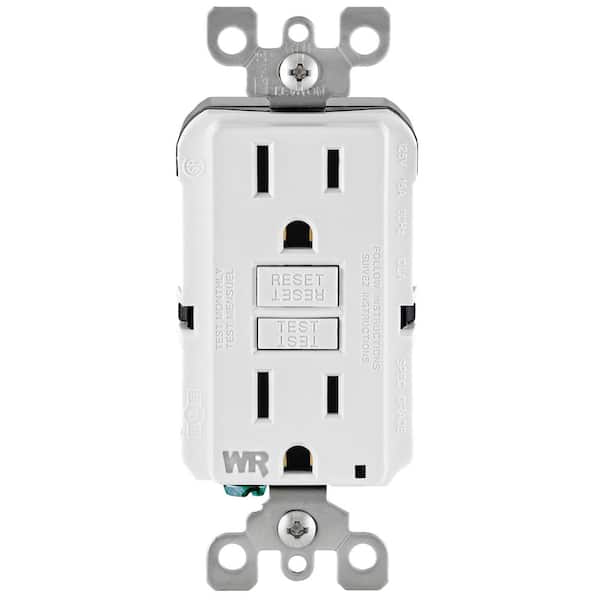 Leviton 15 Amp 125-Volt Duplex Self-Test Tamper Resistant/Weather Resistant GFCI Outlet, White GFWT1-KW (2)