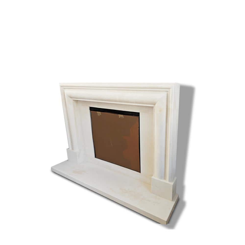 Dynasty Fireplaces Dynasty Rubbens 66 in. x 49-3/8 in. Full Surround Mantel in Natural White Limestone with Honed Finishing (3)