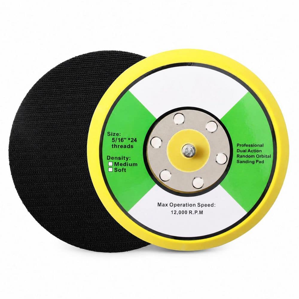 LAIFUCAM 5in Polyurethane Hook and Loop Backing Pad with 5/16-24 Thread for Air Orbital Sander Polisher (1Pieces) (1)