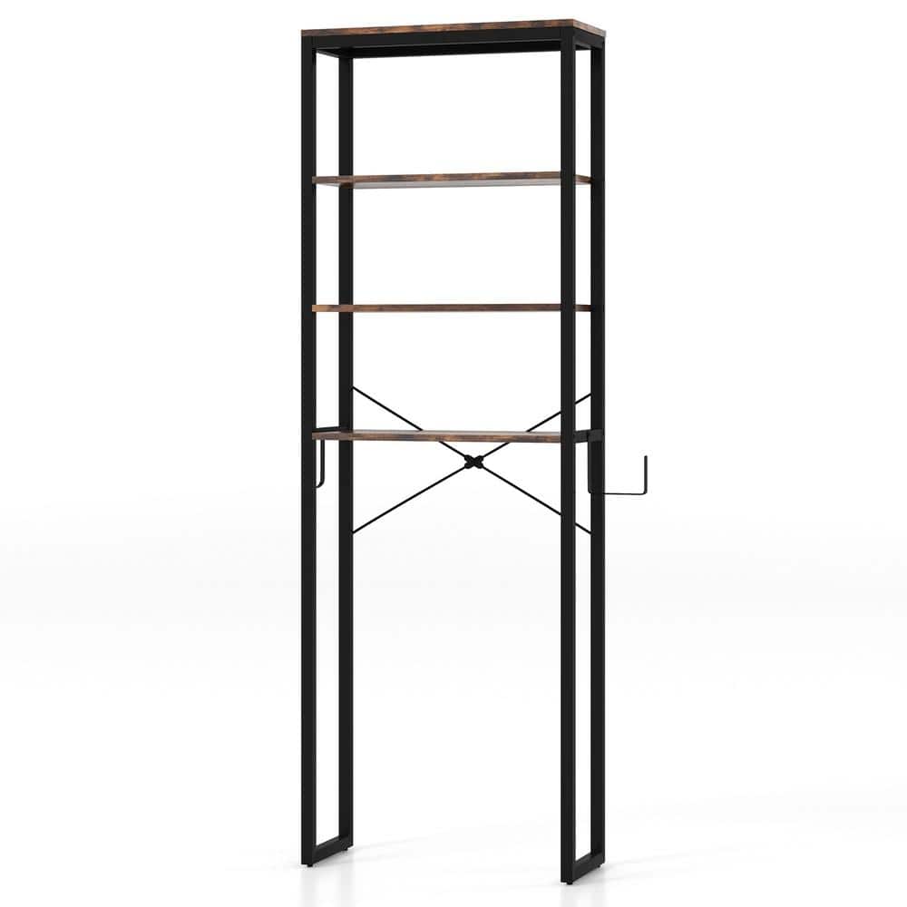 HONGGE 4-Tier Freestanding Over-the-Toilet Storage Rack MDF and Iron Open Shelves with Adjustable Feet (1)