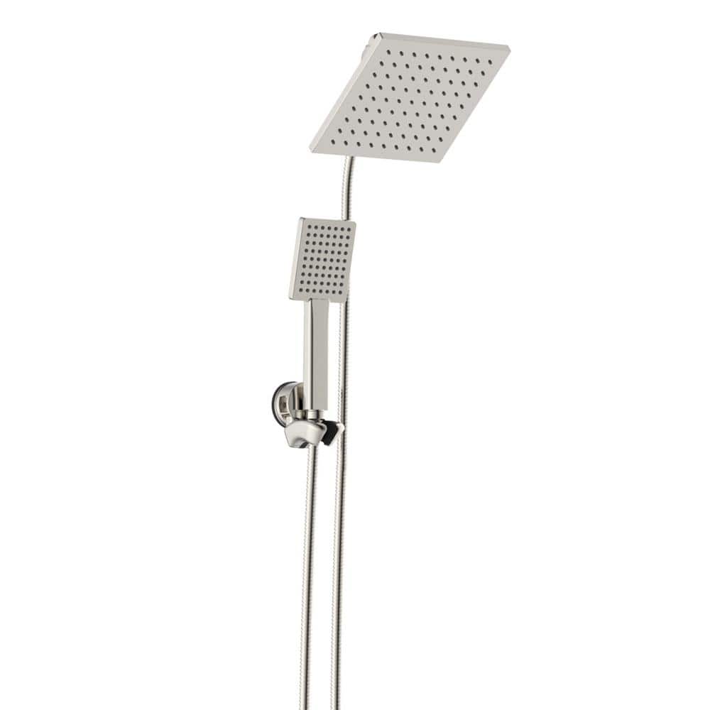 Glacier Bay Modern 1-Spray 7.9 in. Dual Wall Mount Fixed and Handheld Shower Head 1.8 GPM in Brushed Nickel