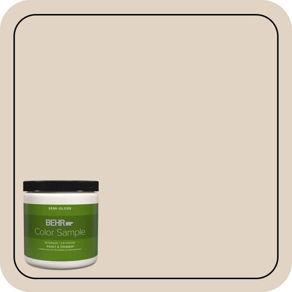 BEHR PREMIUM PLUS 8 oz. #PWN-42 Parisian Taupe Semi-Gloss Interior/Exterior Paint & Primer Color Sample