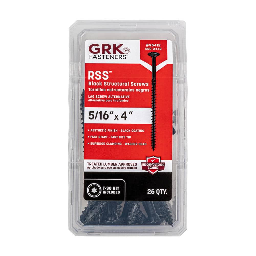 GRK Fasteners 5/16 in. x 4 in. Star Drive Low Profile Washer Head RSS Black Rugged Structural Wood Screw (25-Pack) (3)
