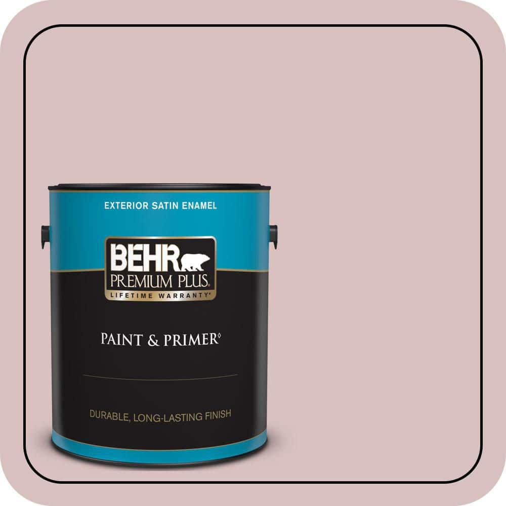 BEHR PREMIUM PLUS 1 gal. #PPU17-08 Peony Blush Satin Enamel Exterior Paint & Primer